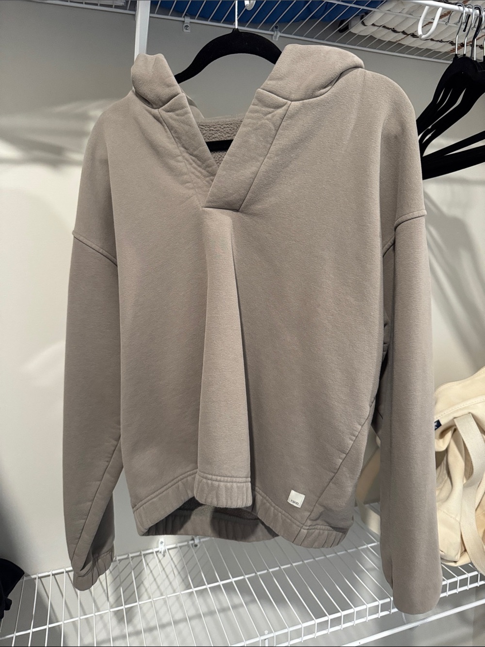 Vuori Neutral Taupe Hooded Pullover Sweatshirt